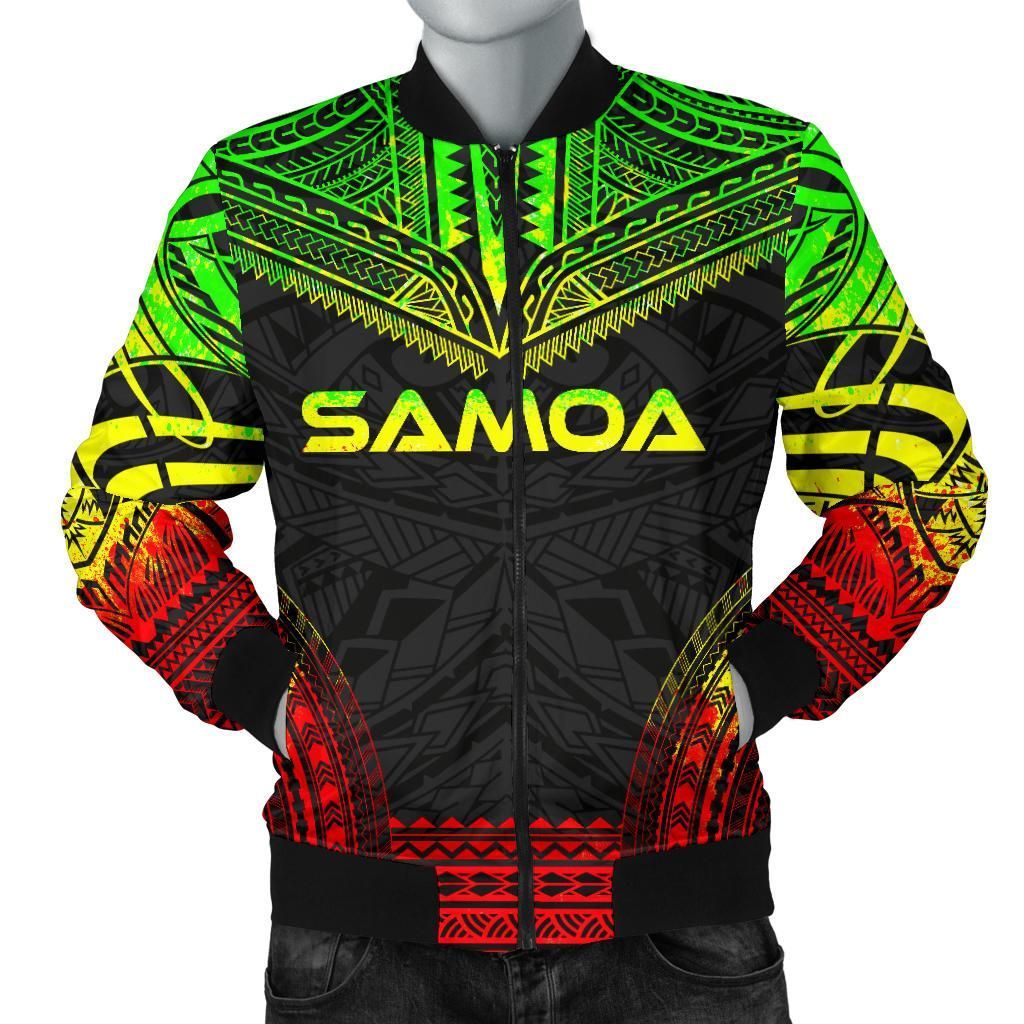 Samoa Polynesian Chief Men's Bomber Jacket - Reggae Version - Bn10 Bomber Jacket Samoa Polynesian Chief Men's Bomber Jacket - Reggae Version - Bn10 Bomber Jacket