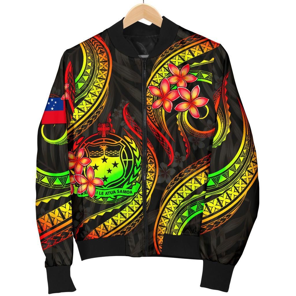 Samoa Polynesian Men Bomber Jacket - Reggae Plumeria - BN11 Bomber Jacket Samoa Polynesian Men Bomber Jacket - Reggae Plumeria - BN11 Bomber Jacket
