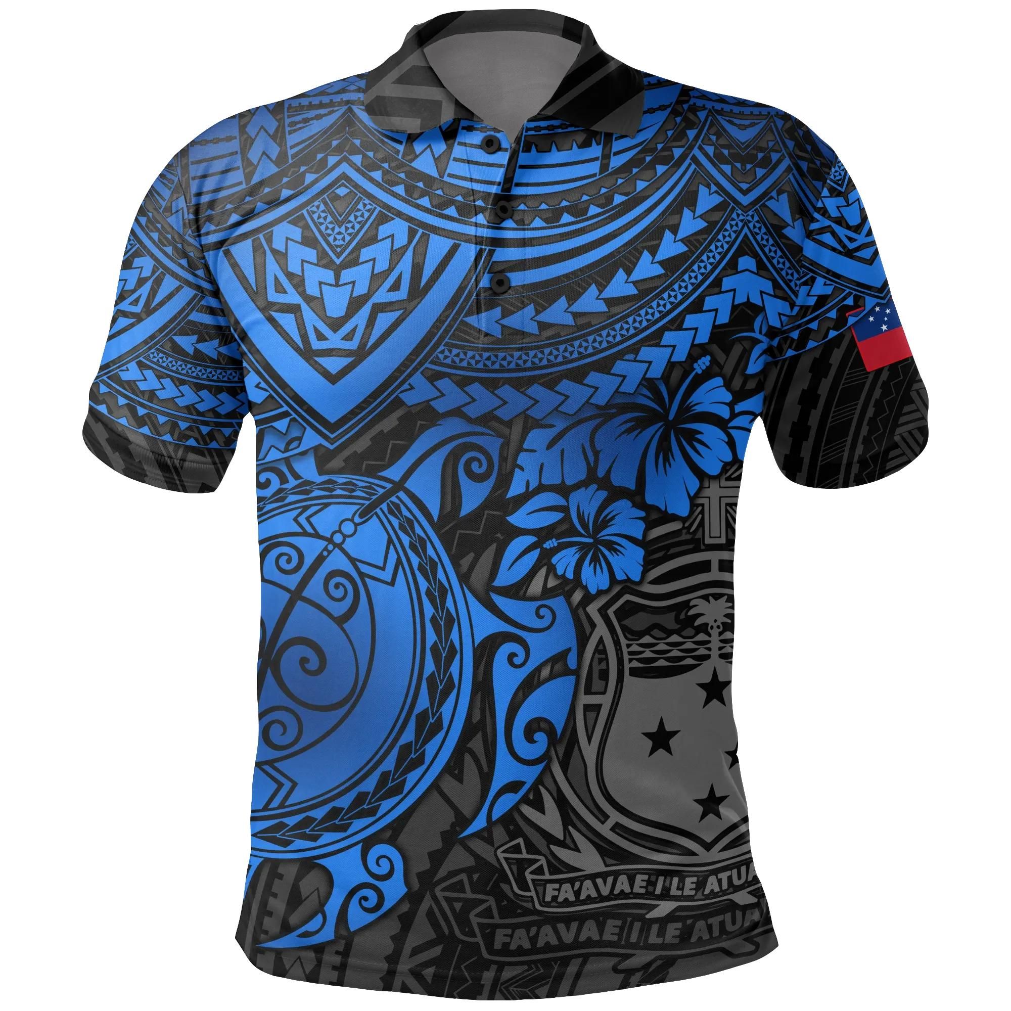 Samoa Polynesian Polo Shirt - Blue Turtle - BN1518 Samoa Polynesian Polo Shirt - Blue Turtle - BN1518