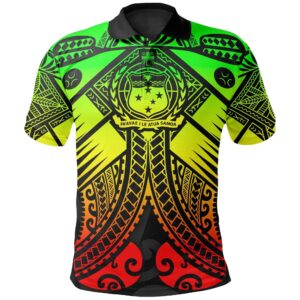Samoa Polynesian Polo Shirt - Samoa Reggae Seal with Polynesian Tattoo - BN18