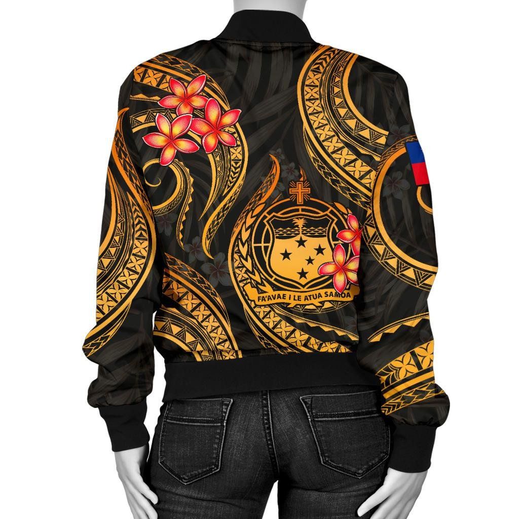 Samoa-Polynesian-Women-Bomber-Jacket-Gold-Plumeria-BN11-Bomber-Jacket-1