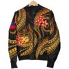 Samoa Polynesian Women Bomber Jacket - Gold Plumeria - BN11 Bomber Jacket