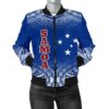 Samoa Women's Bomber Jacket - Polynesian Fog Blue - BN09 Bomber Jacket