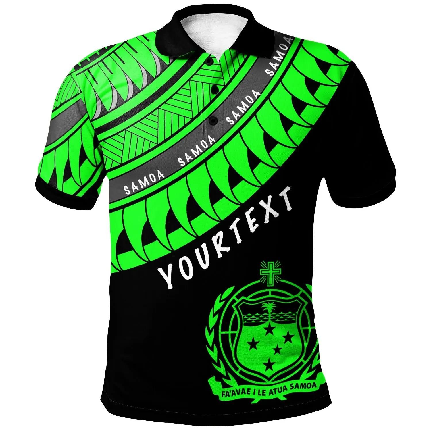 Samoa bCustom Personalised Polo-Shirt - Ginger Lei Green Pattern - BN20 Samoa bCustom Personalised Polo-Shirt - Ginger Lei Green Pattern - BN20