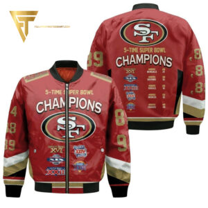 San Francisco 49Ers 5 Time Super Bowl Champions Full Printing Bomber Jacket