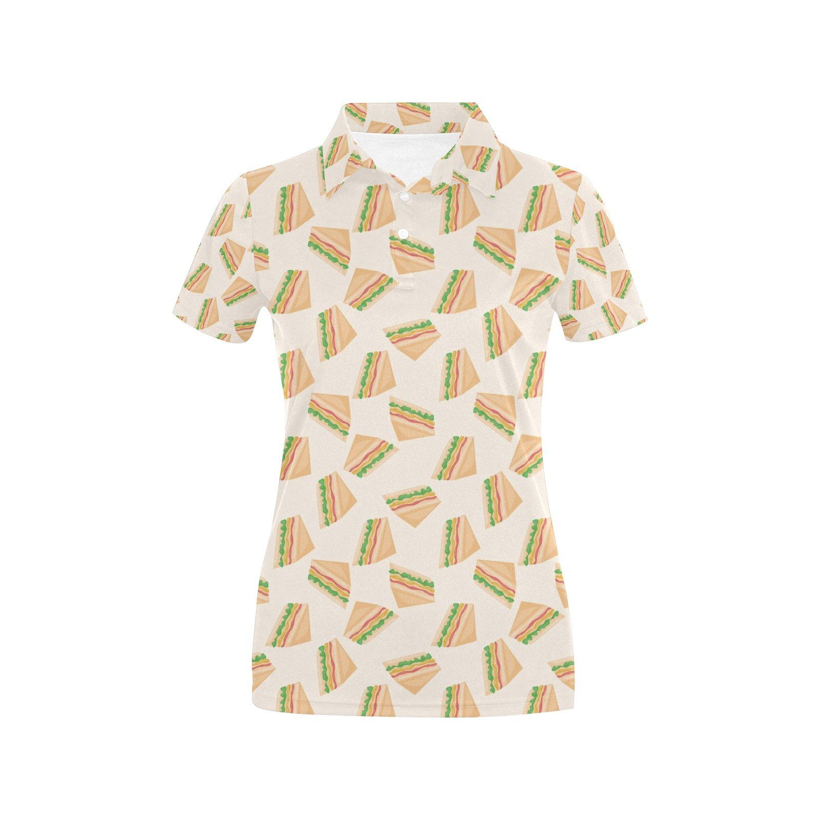 Sandwich Print Design Lks301 Women'S Polo Shirt Sandwich Print Design Lks301 Women'S Polo Shirt