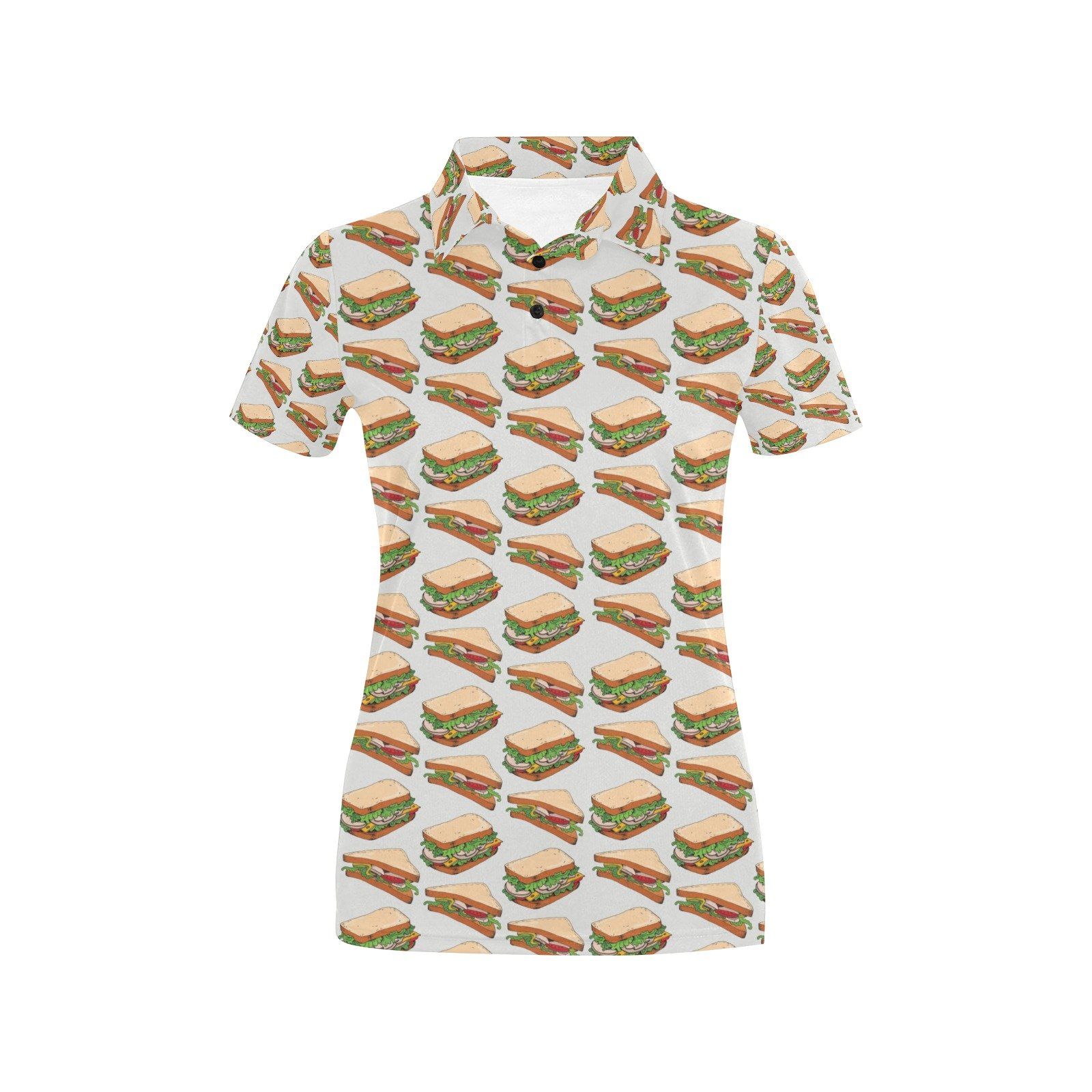 Sandwich Print Design Lks302 Women'S Polo Shirt Sandwich Print Design Lks302 Women'S Polo Shirt
