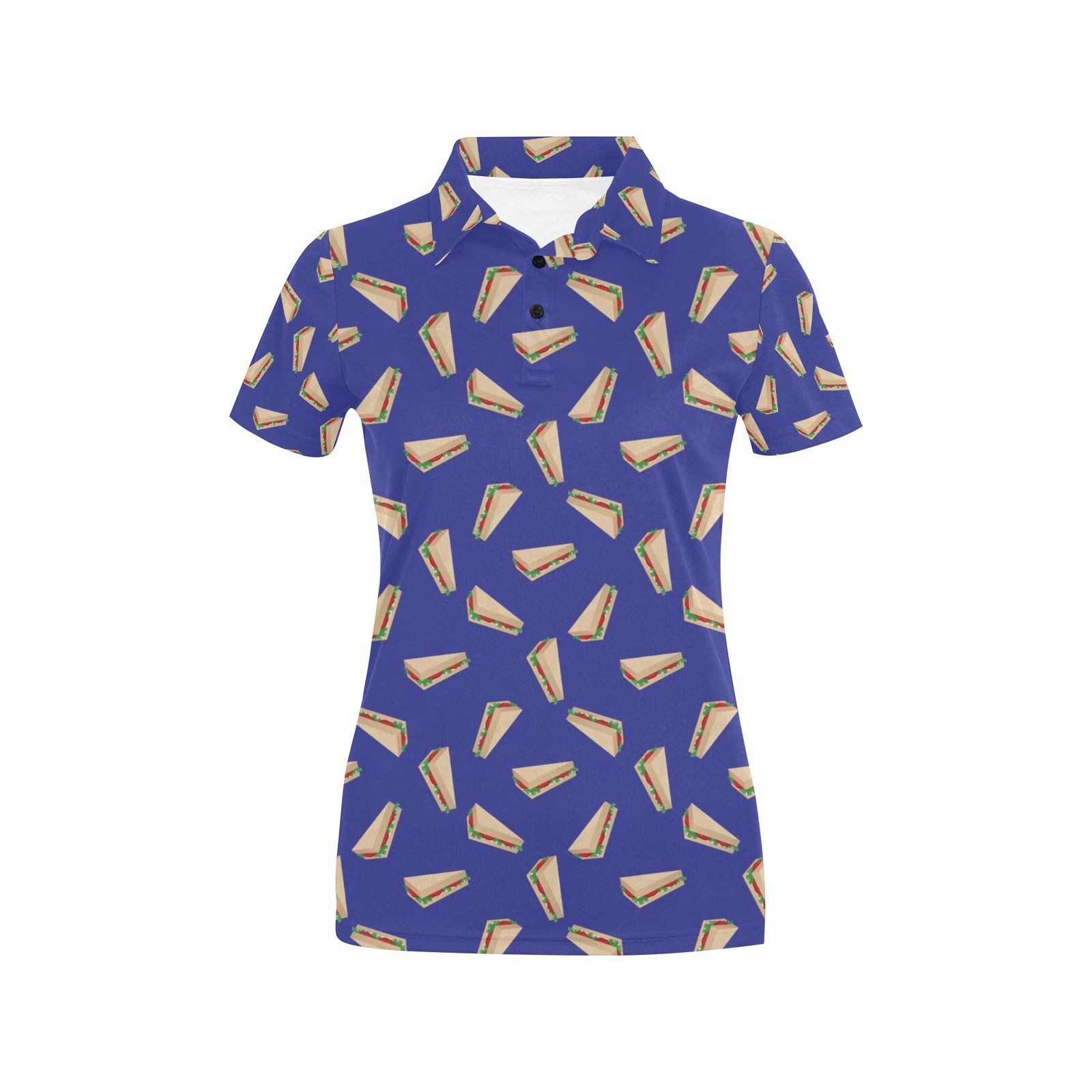 Sandwich Print Design Lks303 Women'S Polo Shirt Sandwich Print Design Lks303 Women'S Polo Shirt