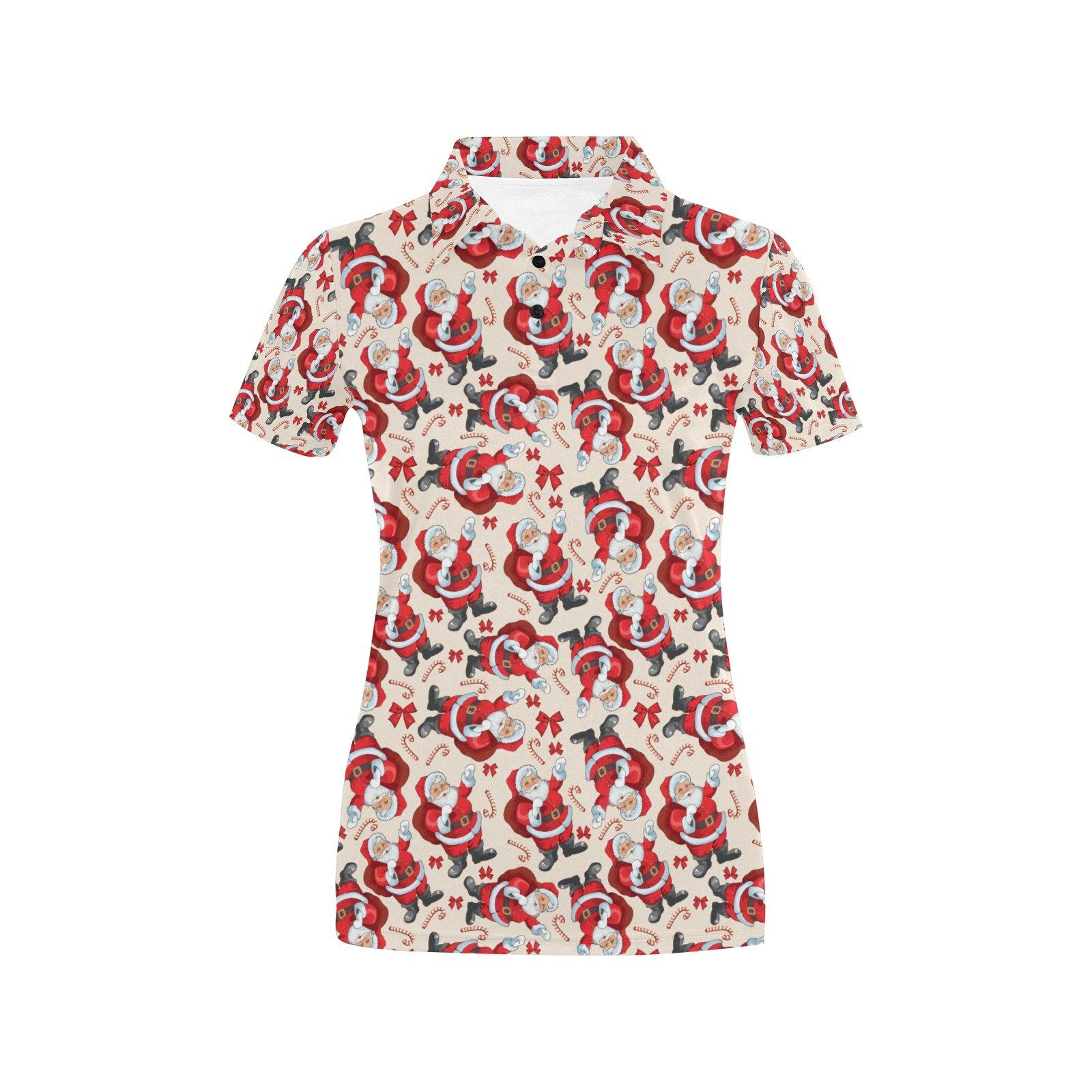 Santa Christmas Themed Print Design Lks302 Women'S Polo Shirt Santa Christmas Themed Print Design Lks302 Women'S Polo Shirt
