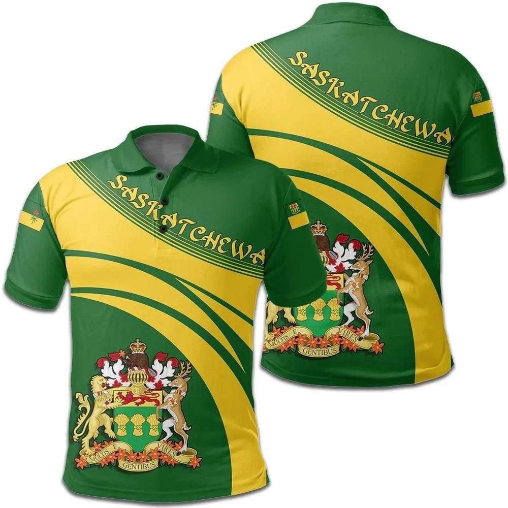 Saskatchewan Coat Of Arms Polo Shirt Cricket Style J5W Saskatchewan Coat Of Arms Polo Shirt Cricket Style J5W