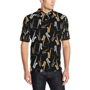Saxophone Pattern Print Design 01 Men Polo Shirt