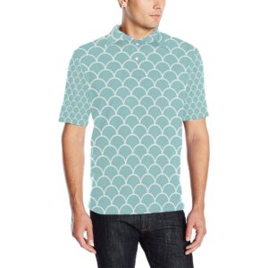 Scales Teal Pattern Print Design 02 Men Polo Shirt