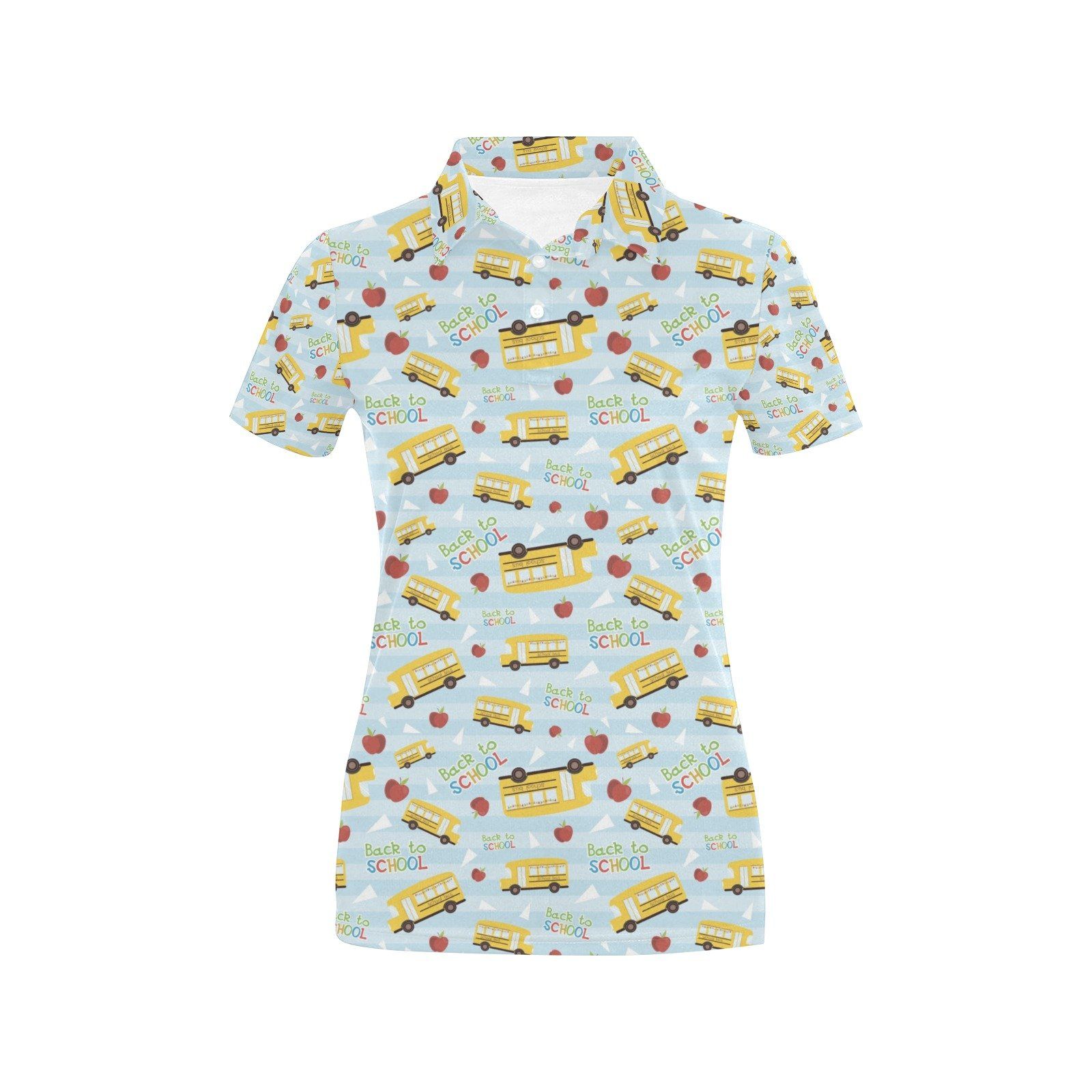 School Bus Back To School Print Design Lks303 Women'S Polo Shirt School Bus Back To School Print Design Lks303 Women'S Polo Shirt
