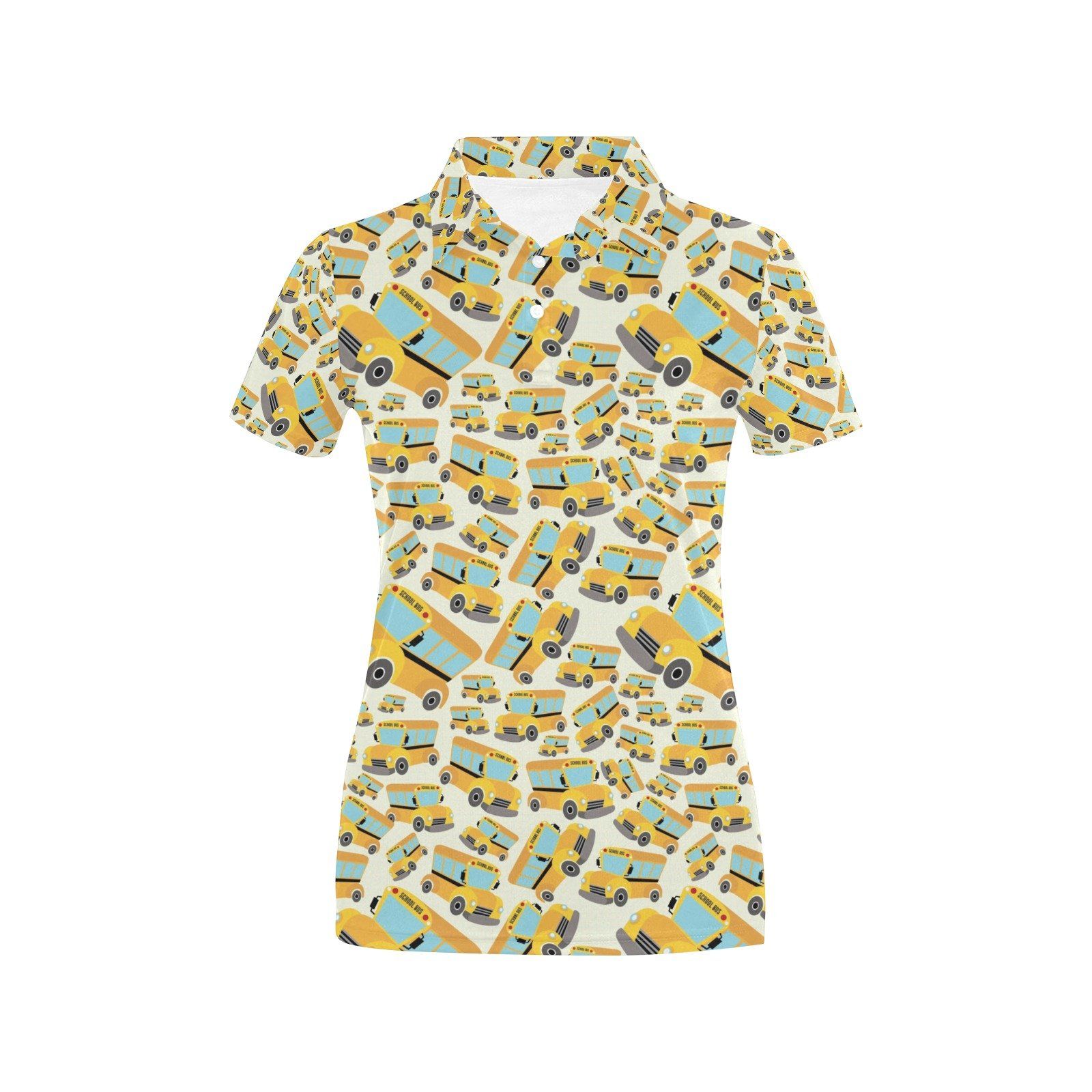 School Bus Print Design Lks301 Women'S Polo Shirt School Bus Print Design Lks301 Women'S Polo Shirt