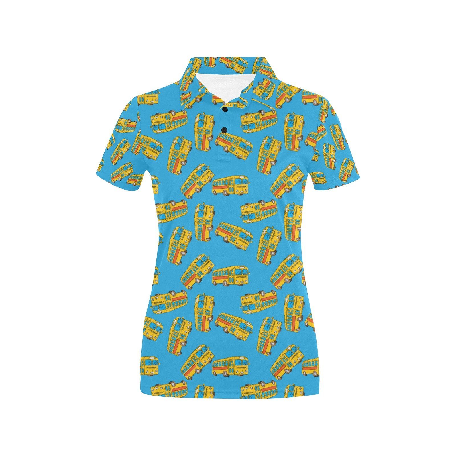 School Bus Print Design Lks302 Women'S Polo Shirt School Bus Print Design Lks302 Women'S Polo Shirt
