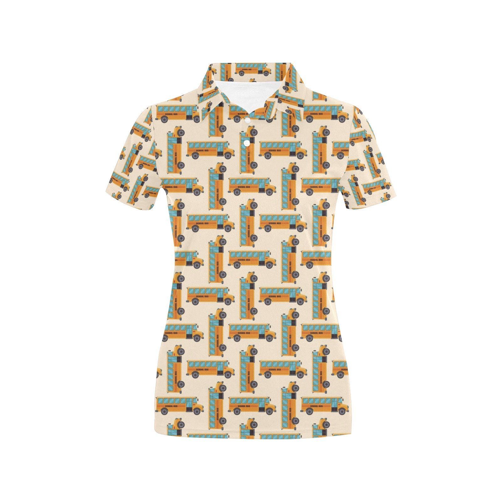 School Bus Print Design Lks305 Women'S Polo Shirt School Bus Print Design Lks305 Women'S Polo Shirt
