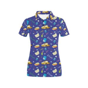 School Bus Print Design Lks307 Women'S Polo Shirt
