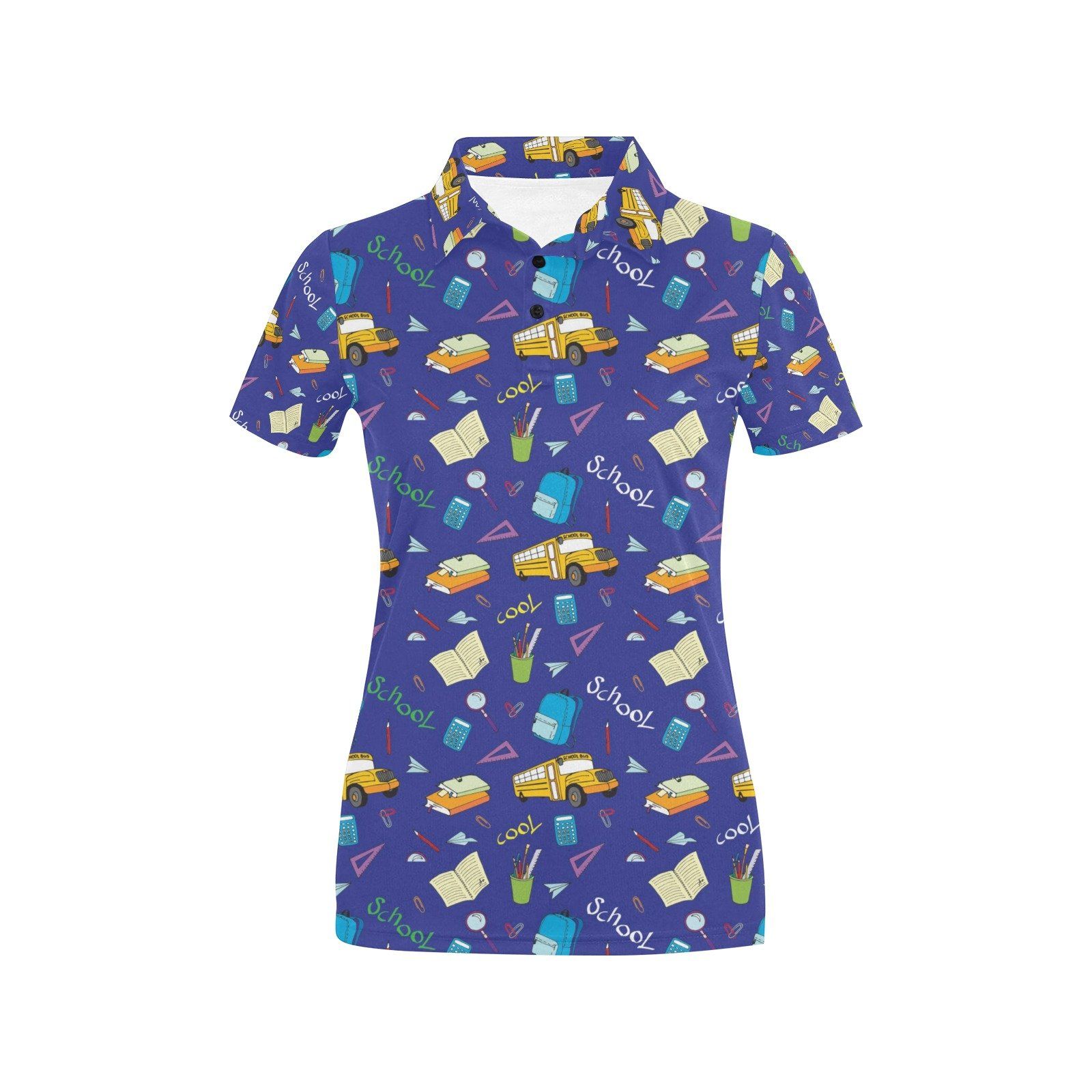 School Bus Print Design Lks307 Women'S Polo Shirt School Bus Print Design Lks307 Women'S Polo Shirt