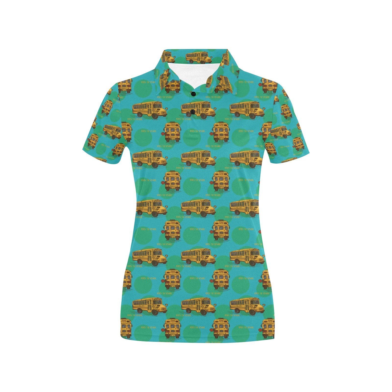 School Bus Print Design Lks308 Women'S Polo Shirt School Bus Print Design Lks308 Women'S Polo Shirt