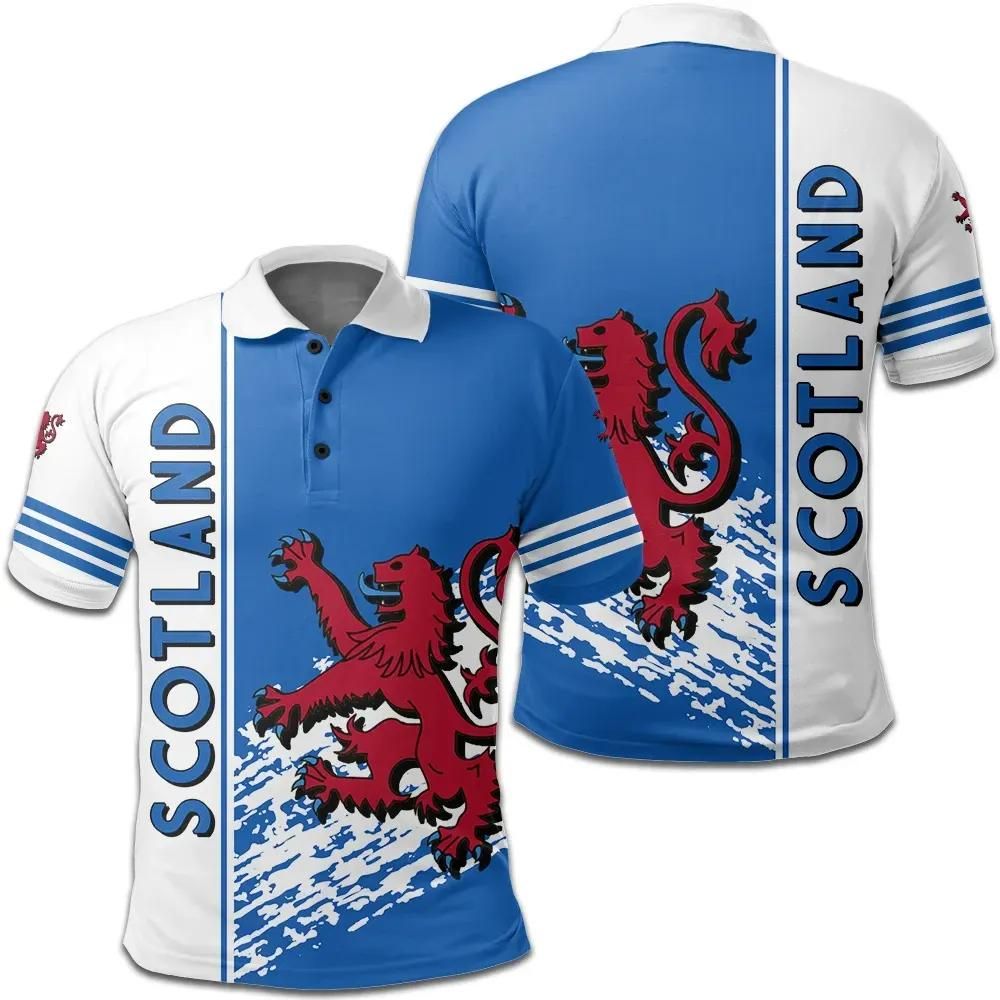 Scotland Coat Of Arms Polo Shirt Quarter Style J7 Scotland Coat Of Arms Polo Shirt Quarter Style J7