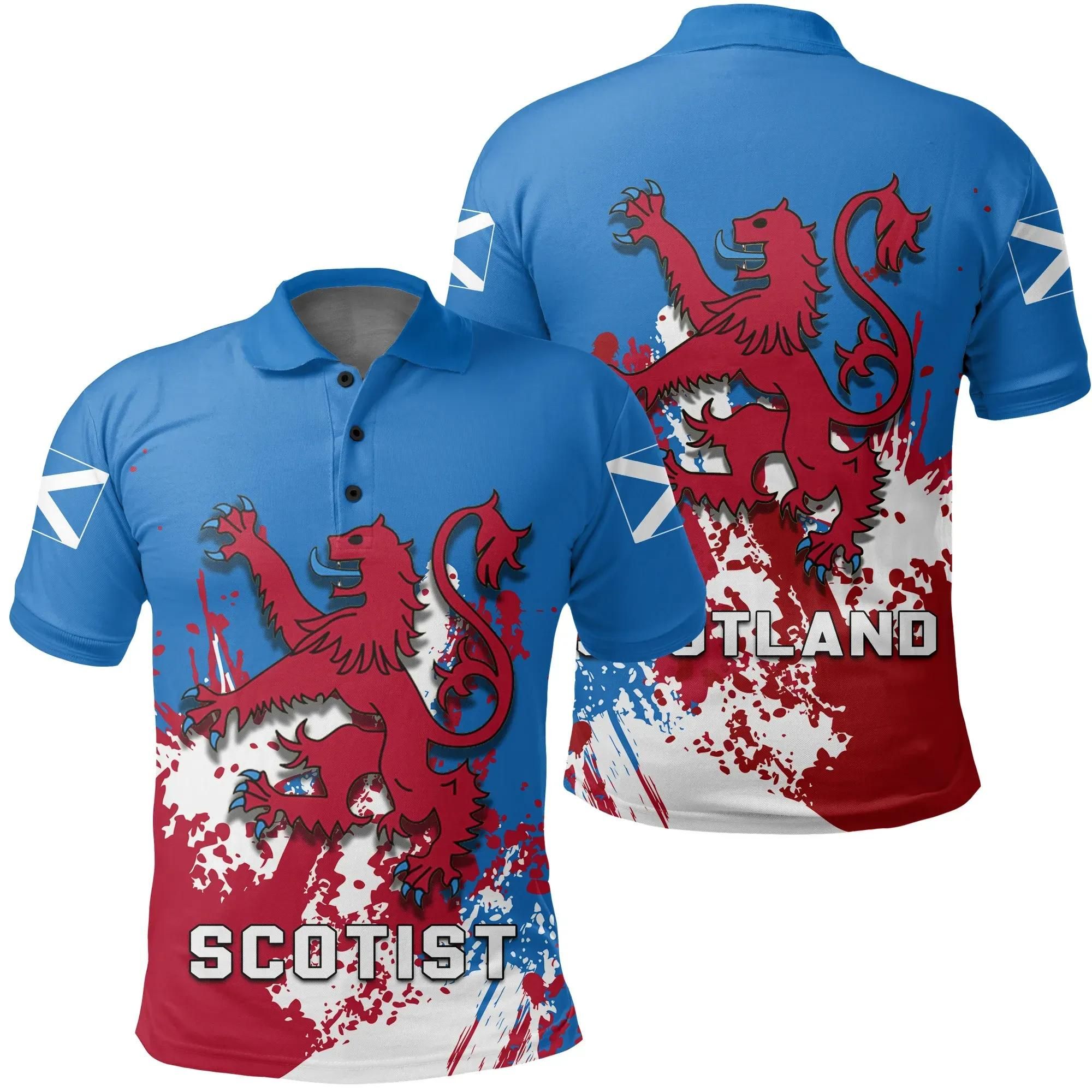 Scotland Coat Of Arms Polo Shirt Spaint Style J8W Scotland Coat Of Arms Polo Shirt Spaint Style J8W