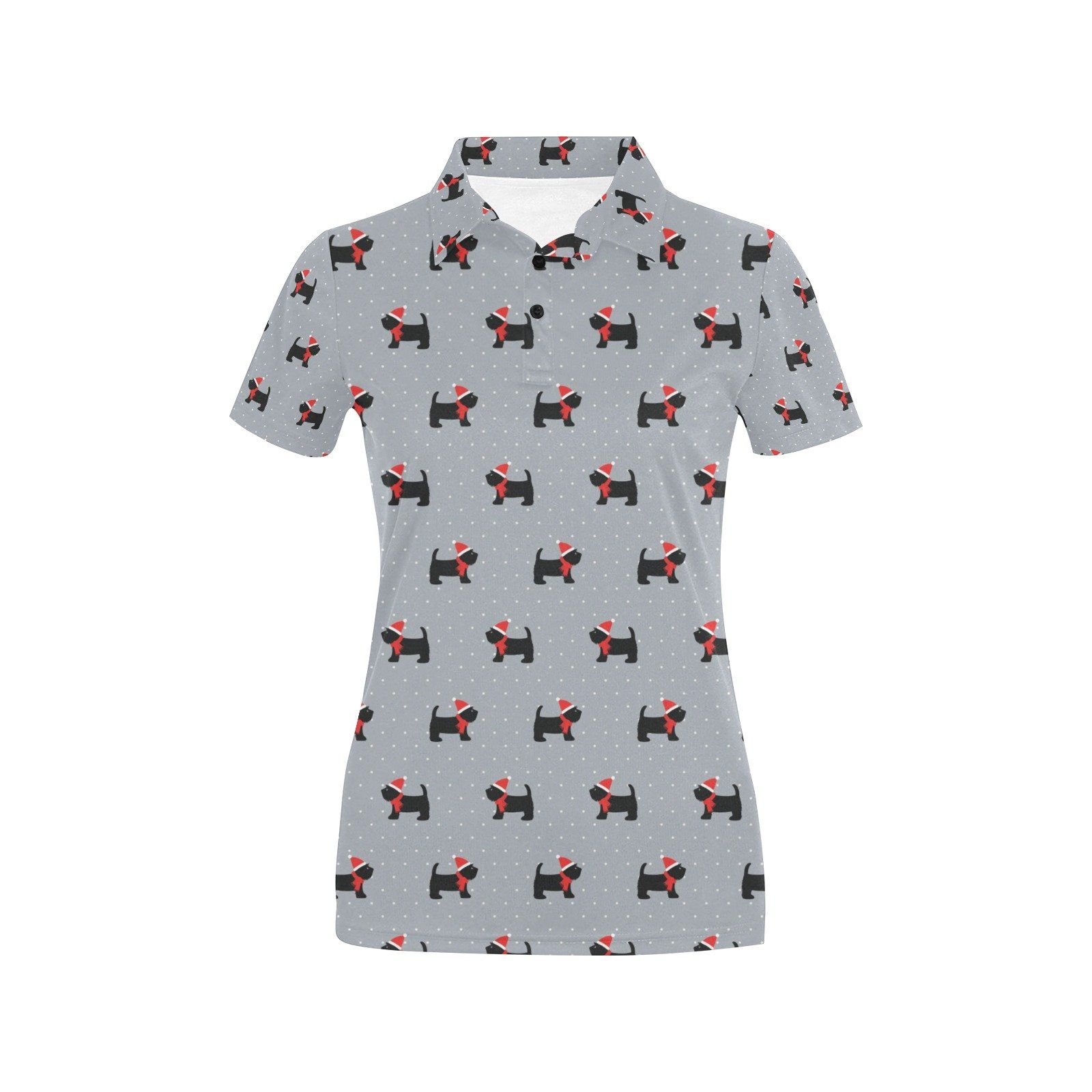 Scottish Christmas Themed Terriers Print Design Lks3018 Women'S Polo Shirt Scottish Christmas Themed Terriers Print Design Lks3018 Women'S Polo Shirt