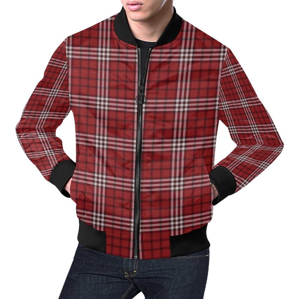 Scottish Tartan Royal Stewart Red Plaids Mens Bomber Jacket Scottish Tartan Royal Stewart Red Plaids Mens Bomber Jacket