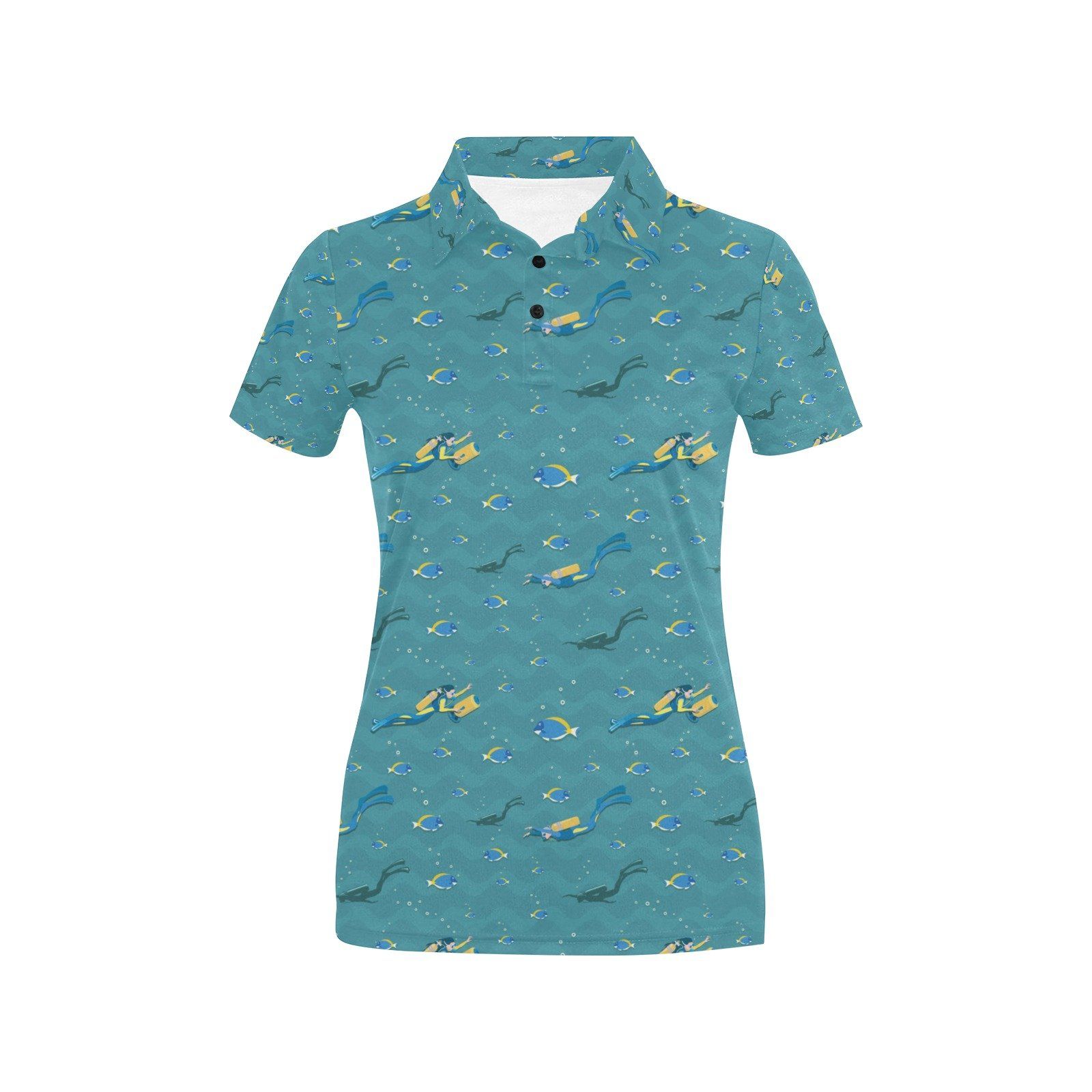 Scuba Driving Pattern Print Design Lks306 Women'S Polo Shirt Scuba Driving Pattern Print Design Lks306 Women'S Polo Shirt