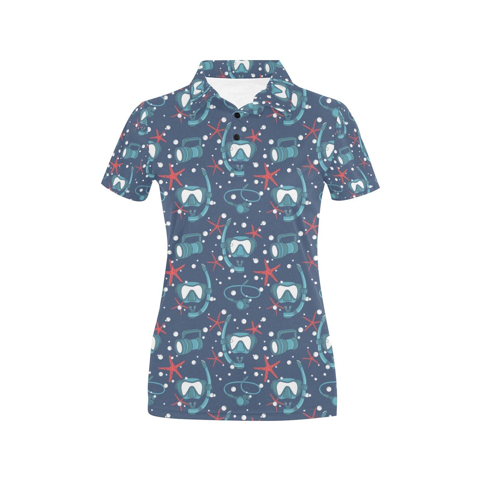 Scuba Equipment Print Design Lks302 Women'S Polo Shirt Scuba Equipment Print Design Lks302 Women'S Polo Shirt