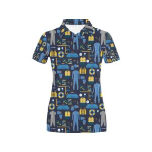 Scuba Equipment Print Design Lks305 Women'S Polo Shirt