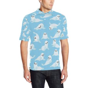 Sea Lion Cute Pattern Print Design 03 Men Polo Shirt