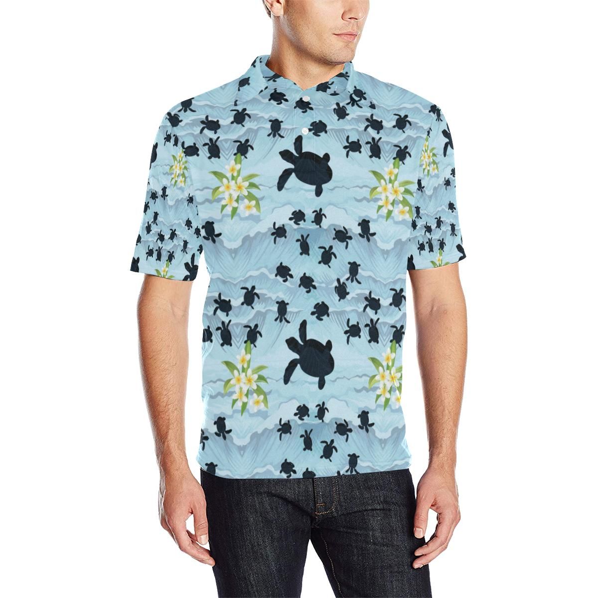Sea Turtle Pattern Print Design T011 Men Polo Shirt Sea Turtle Pattern Print Design T011 Men Polo Shirt