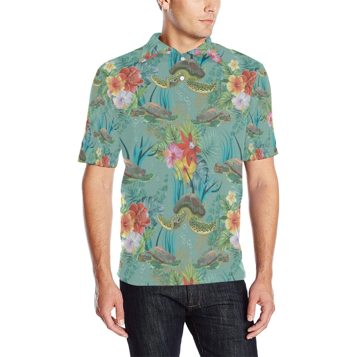 Sea Turtle Pattern Print Design T012 Men Polo Shirt Sea Turtle Pattern Print Design T012 Men Polo Shirt