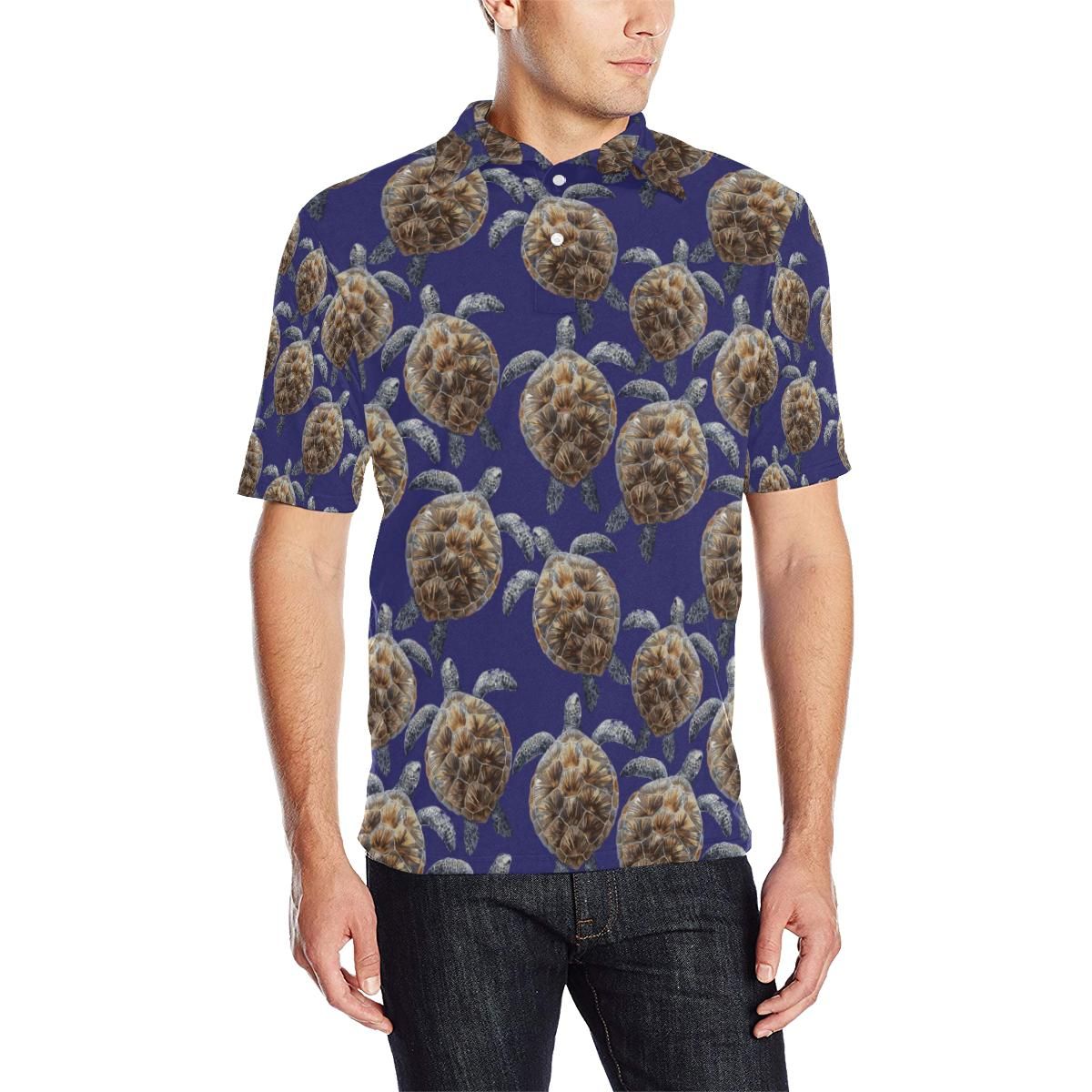 Sea Turtle Pattern Print Design T05 Men Polo Shirt Sea Turtle Pattern Print Design T05 Men Polo Shirt