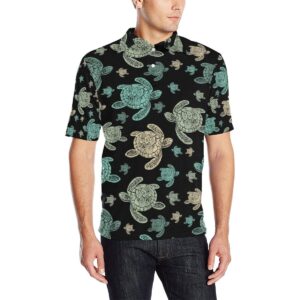 Sea Turtle Stamp Pattern Men Polo Shirt