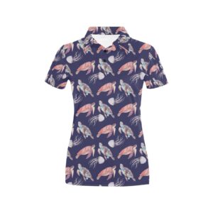 Sea Turtle With Jelly Fish Print Design Lks301 Women'S Polo Shirt