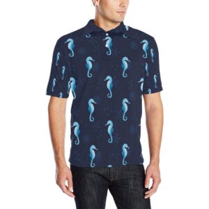 Seahorse Blue Neon Pattern Print Design 03 Men Polo Shirt
