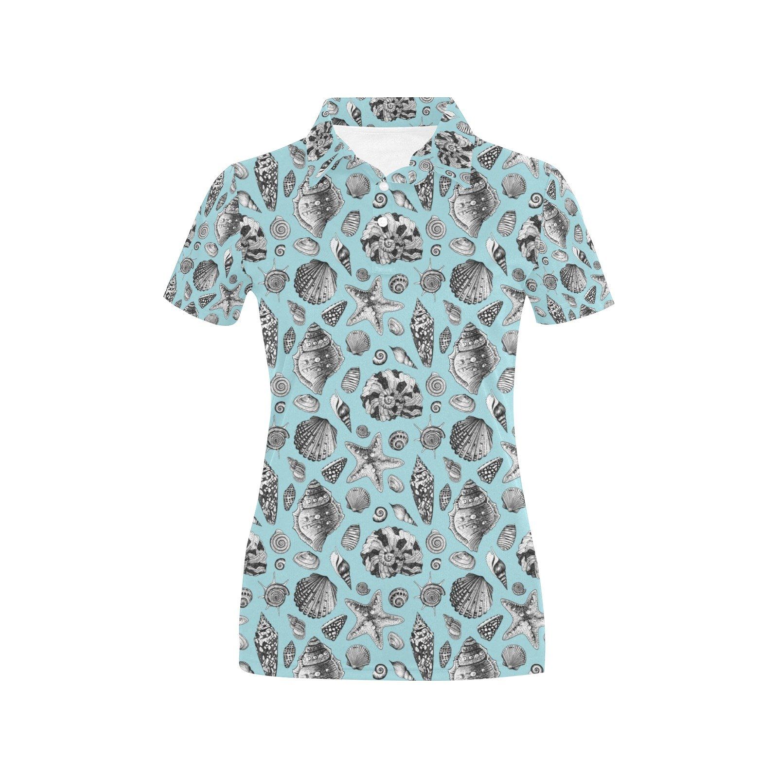 Seashell Beach Print Design Lks302 Women'S Polo Shirt Seashell Beach Print Design Lks302 Women'S Polo Shirt
