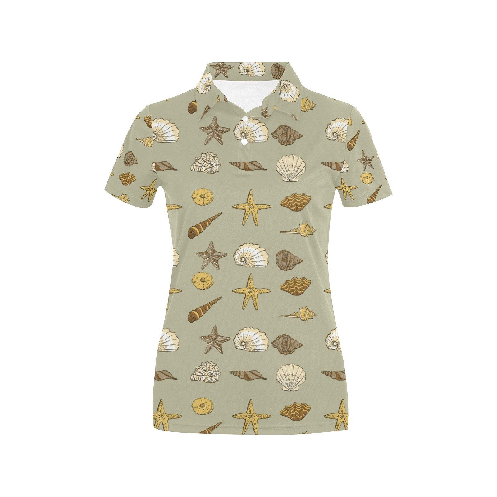 Seashell Beach Print Design Lks303 Women'S Polo Shirt Seashell Beach Print Design Lks303 Women'S Polo Shirt