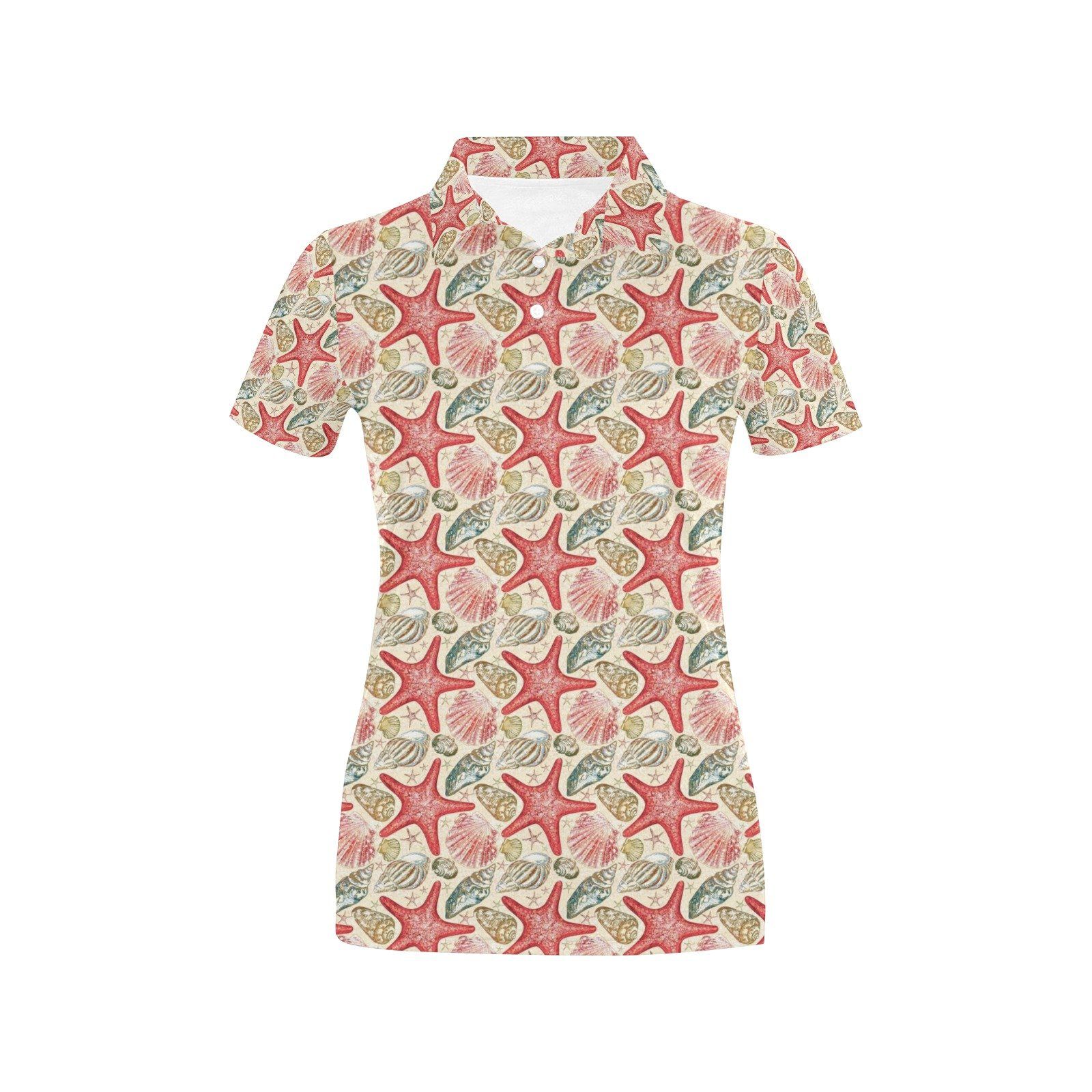 Seashell Print Design Lks301 Women'S Polo Shirt Seashell Print Design Lks301 Women'S Polo Shirt