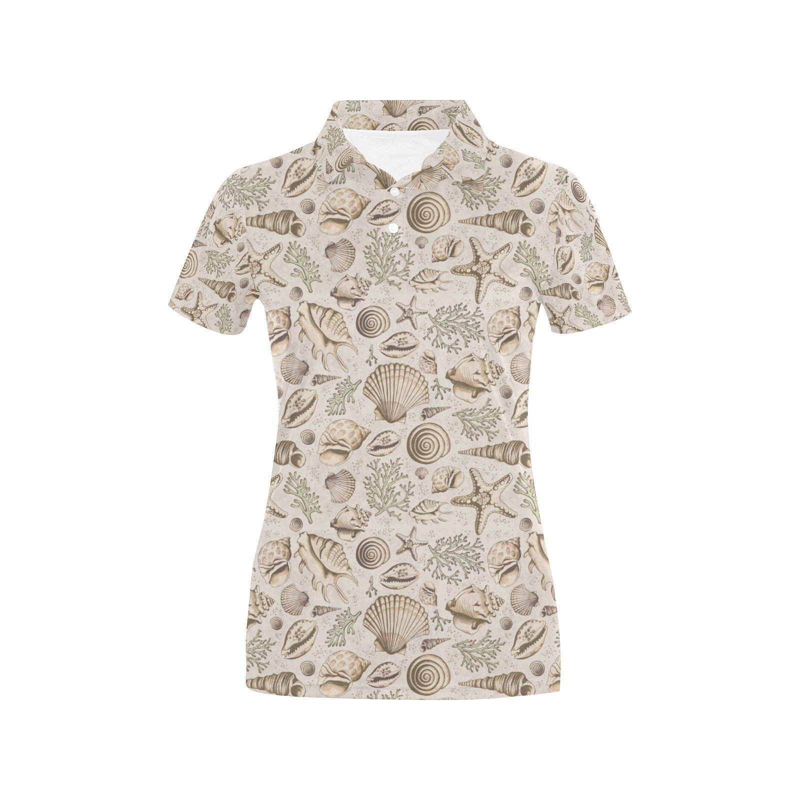 Seashell Print Design Lks304 Women'S Polo Shirt Seashell Print Design Lks304 Women'S Polo Shirt