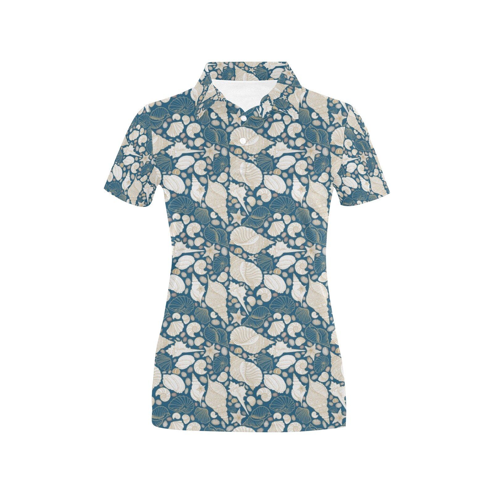Seashell Print Design Lks308 Women'S Polo Shirt Seashell Print Design Lks308 Women'S Polo Shirt