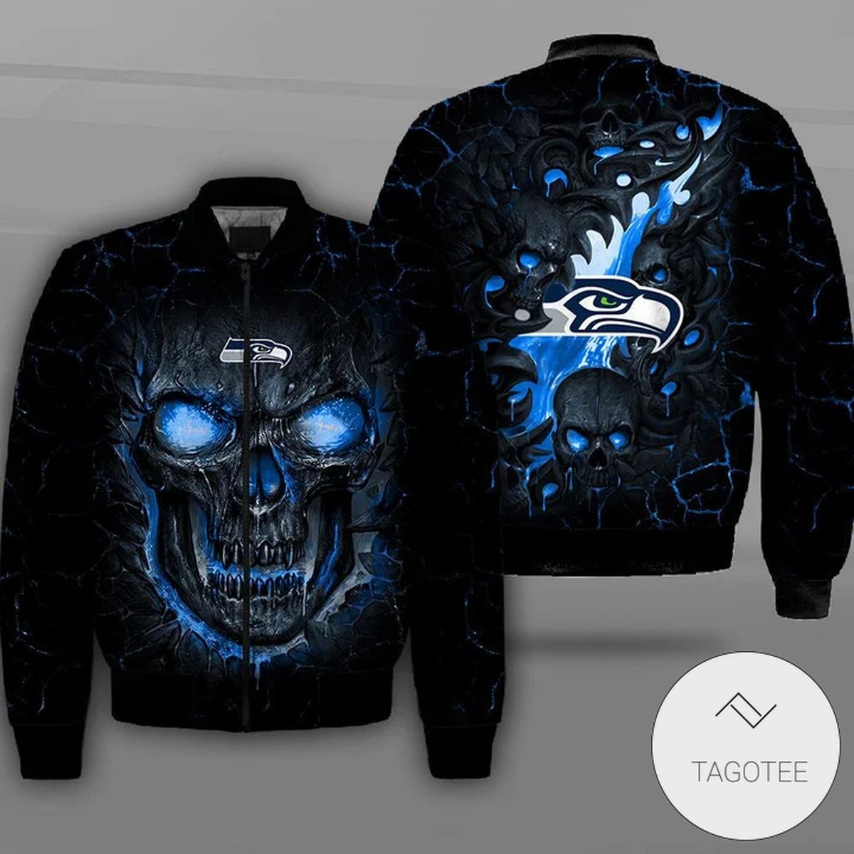 Seattle Seahawks Lava Skull Full Print Bomber Jacket Seattle Seahawks Lava Skull Full Print Bomber Jacket