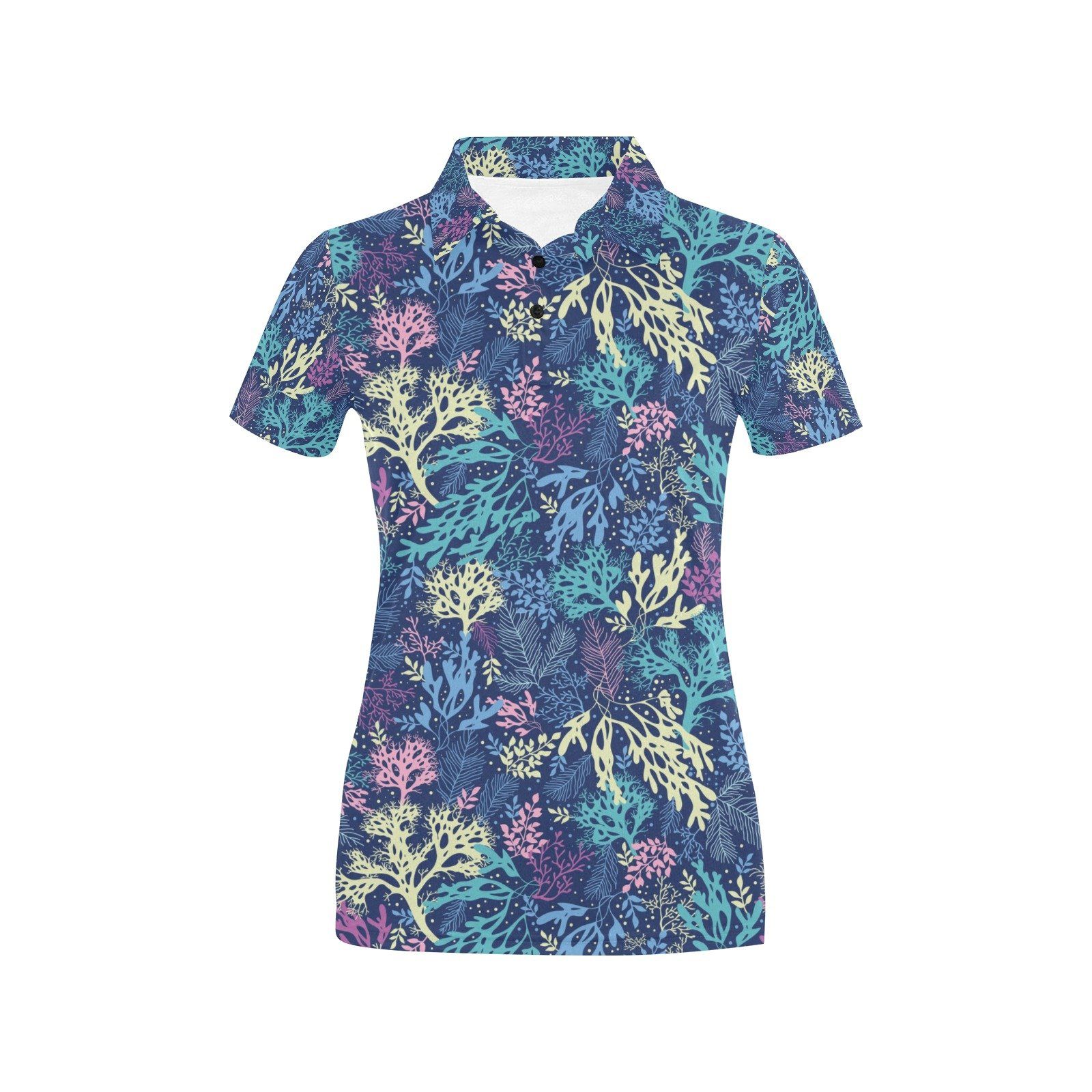 Seaweed Print Design Lks301 Women'S Polo Shirt Seaweed Print Design Lks301 Women'S Polo Shirt