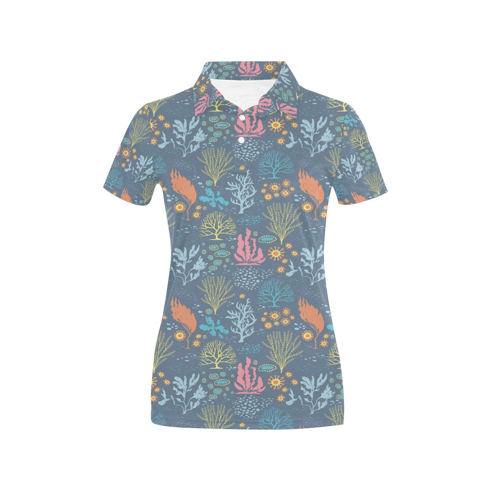 Seaweed Print Design Lks304 Women'S Polo Shirt Seaweed Print Design Lks304 Women'S Polo Shirt