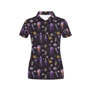 Seaweed With Jelly Fish Print Design Lks305 Women'S Polo Shirt