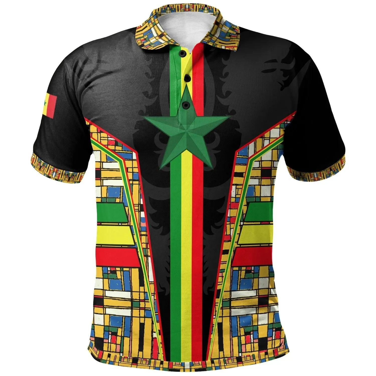 Senegal Polo Shirt - Senegal Flag Color And Coat Of Arm - BN17 Senegal Polo Shirt - Senegal Flag Color And Coat Of Arm - BN17