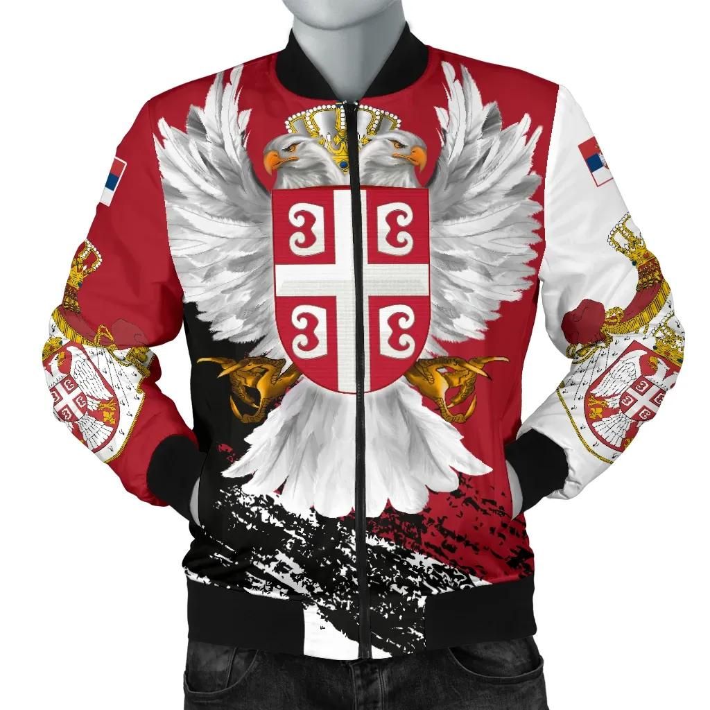 Serbia Men's Bomber Jacket - Serbian White Eagle A7 Bomber Jacket Serbia Men's Bomber Jacket - Serbian White Eagle A7 Bomber Jacket