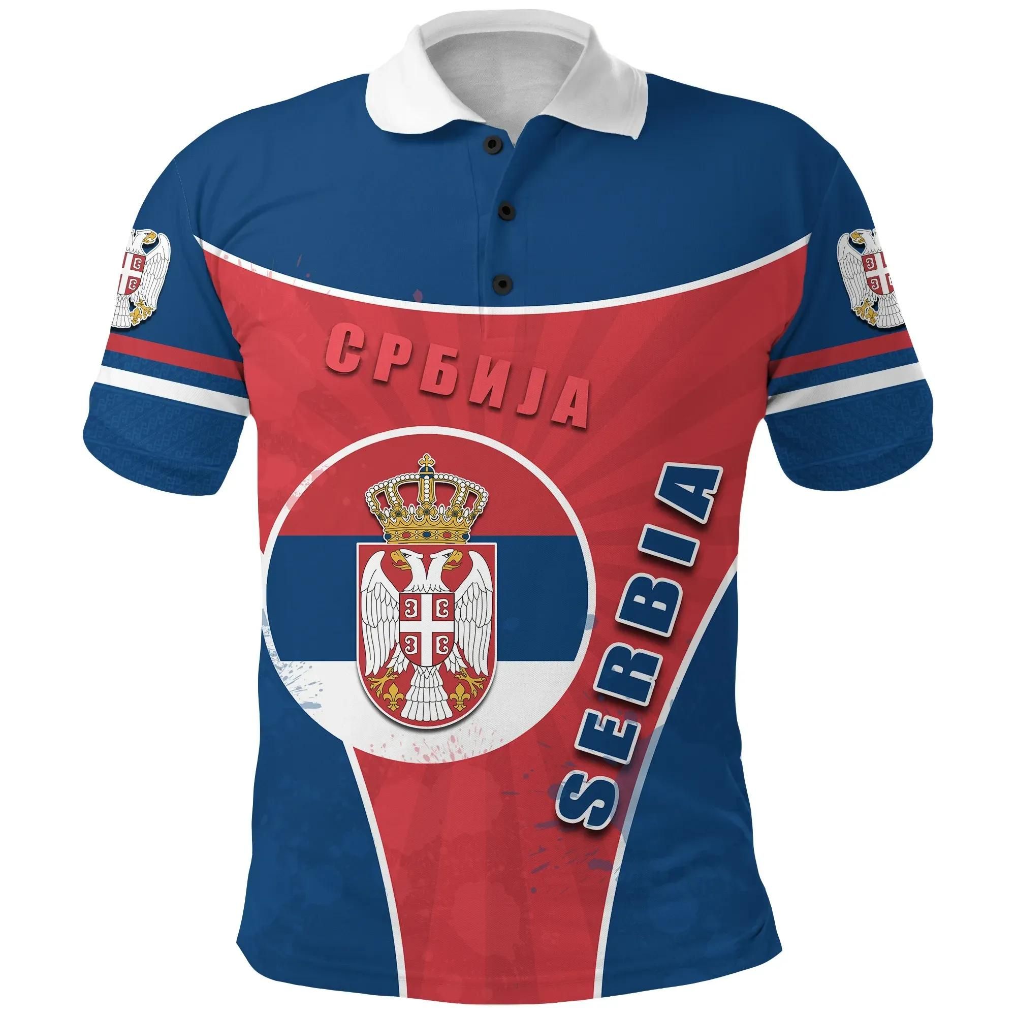 Serbia Polo Shirt Circle Stripes Flag Balkan K13 Serbia Polo Shirt Circle Stripes Flag Balkan K13