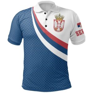 Serbia Polo Shirt - Serbia Flag (Blue) - BN18